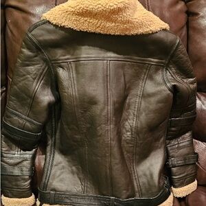 Women's Shearling Leather Jacket - Brown and Tan